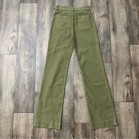 Faherty Stretch Wide Leg Pants Women’s Size 24 Military Olive Green - Picture 5 of 8
